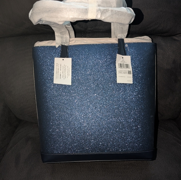 NWT Kate Spade Parisian Navy Glitter Tote - Picture 2 of 5